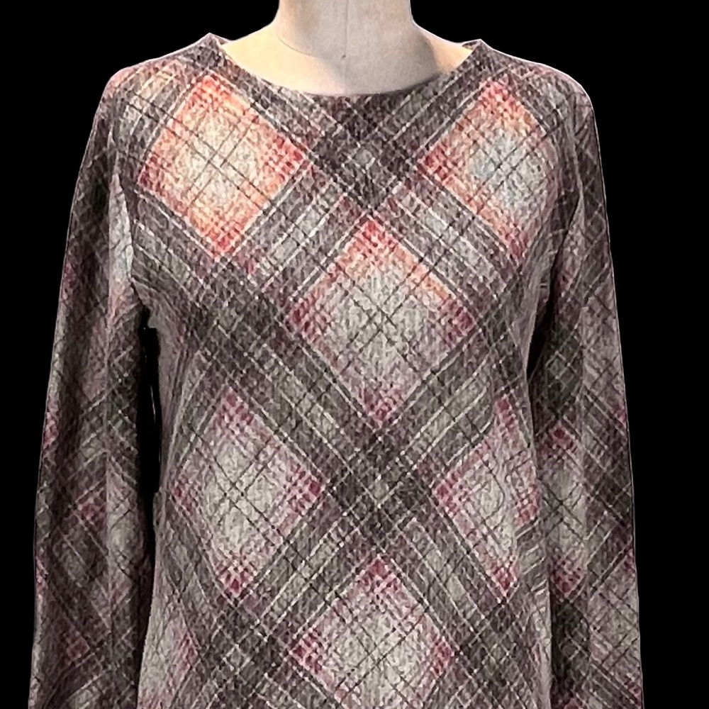 VINTAGE earthy plaid top shirt long sleeve layering Southern Lady 80s women’s